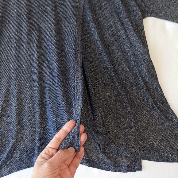 White House Black Market Blue Metallic Knit Top size medium - Picture 5 of 13